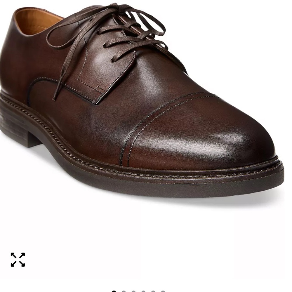 Polo Ralph Lauren Asher cap toe Brown Leather Dress Shoes NWOB
